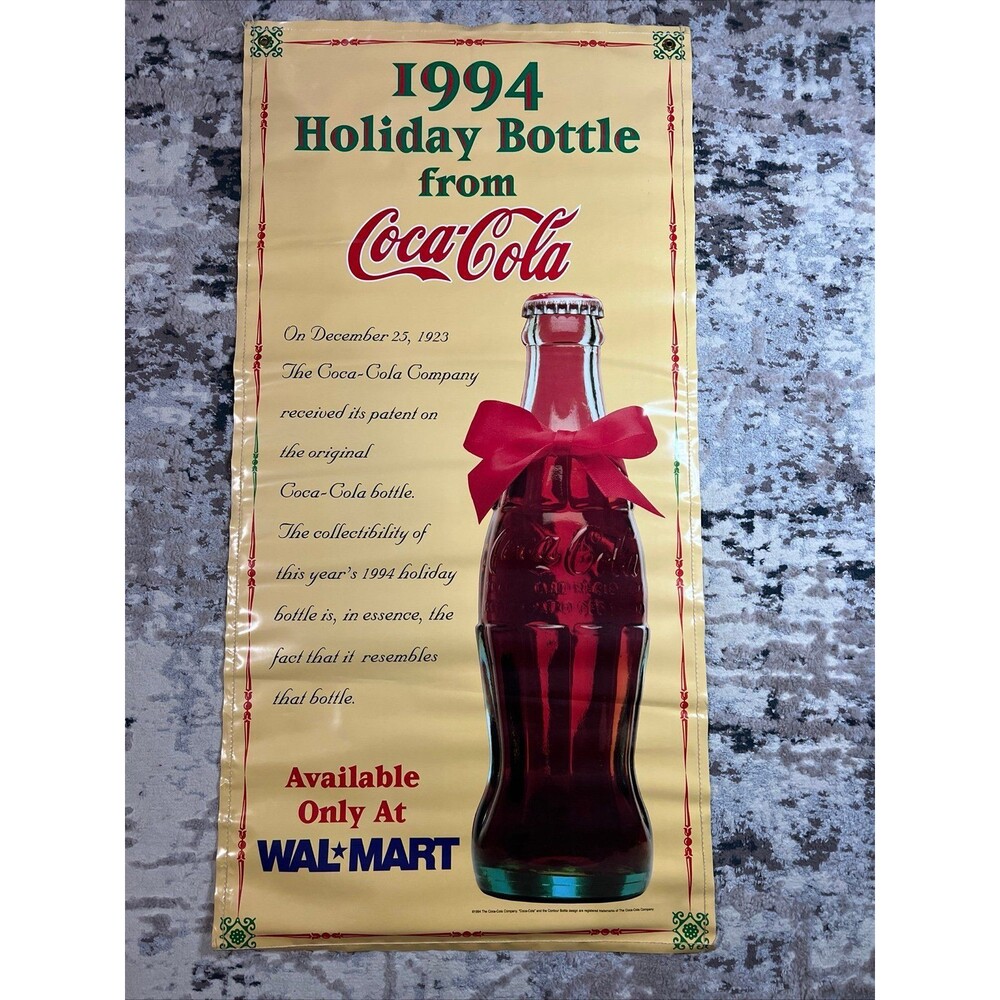 1994 Holiday Bottle From Coca-Cola Walmart Poster Christmas 36x18 Double Sided